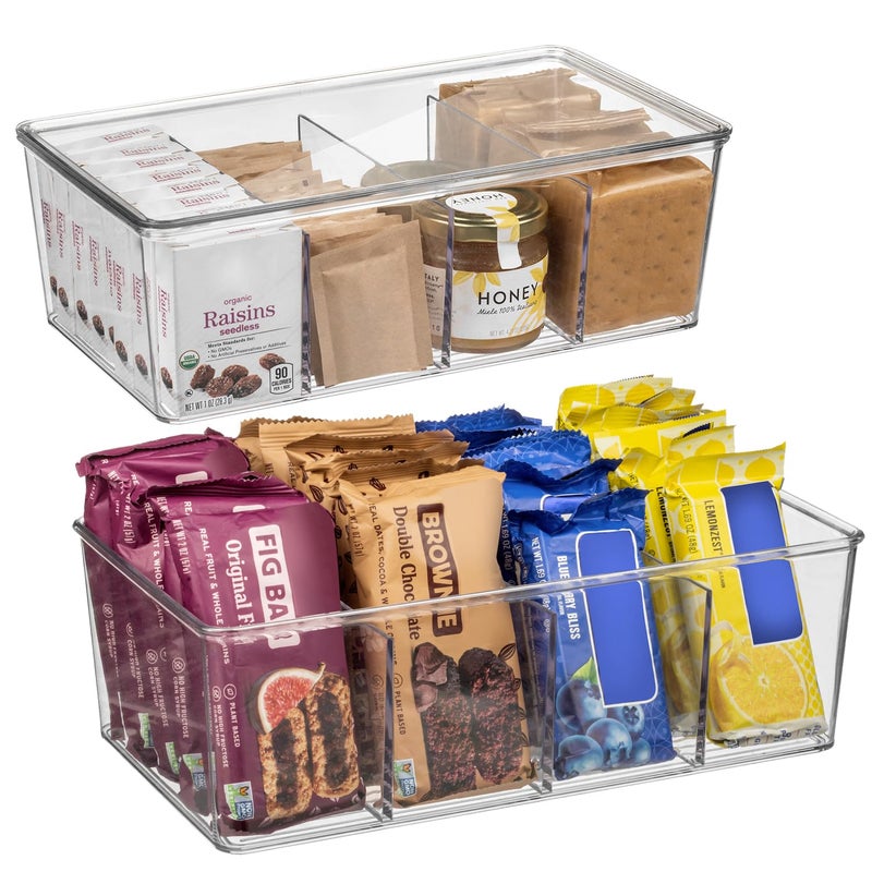ClearSpace Pantry Organization and Storage Bins with Removable Dividers Lids Perfect Pantry Organizers or Kitchen Organization Refrigerator Organizer Bins Cabinet Organizers 2 Pack