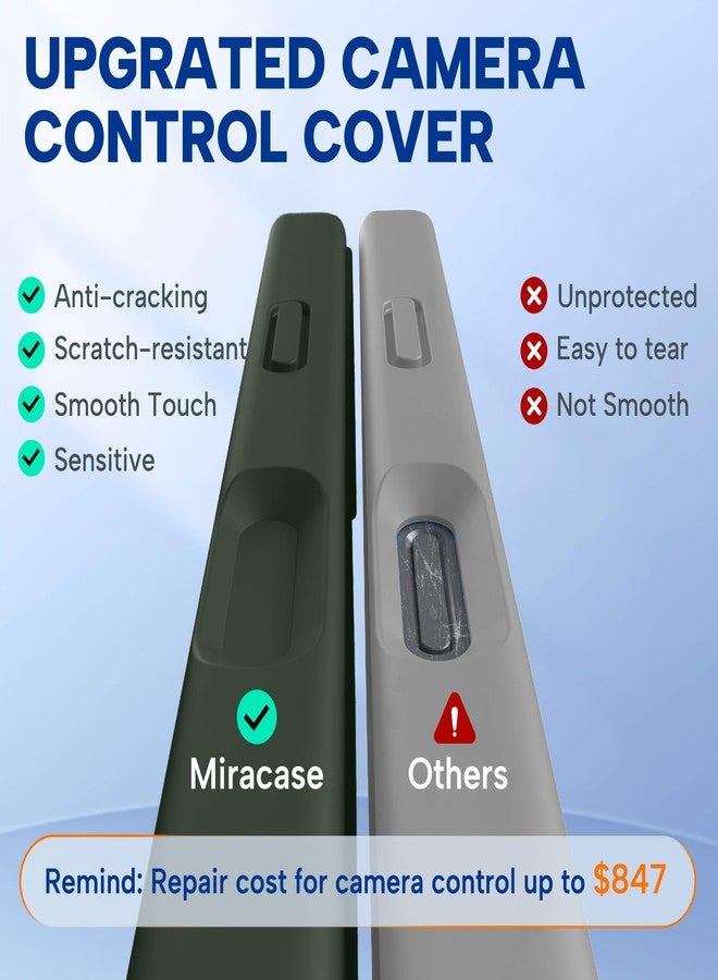 Miracase Magnetic for iPhone 17 Pro Max Case, Compatible with MagSafe, Integrated Silicone Camera Control Cover, 3.0mm Thicken Shockproof Drop Protection Phone Case for 17 ProMax, Dark Green - Image 2