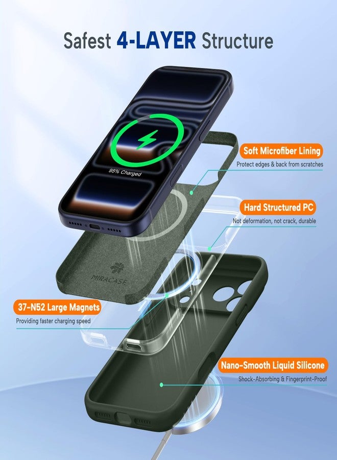 Miracase Magnetic for iPhone 17 Pro Max Case, Compatible with MagSafe, Integrated Silicone Camera Control Cover, 3.0mm Thicken Shockproof Drop Protection Phone Case for 17 ProMax, Dark Green - Image 5