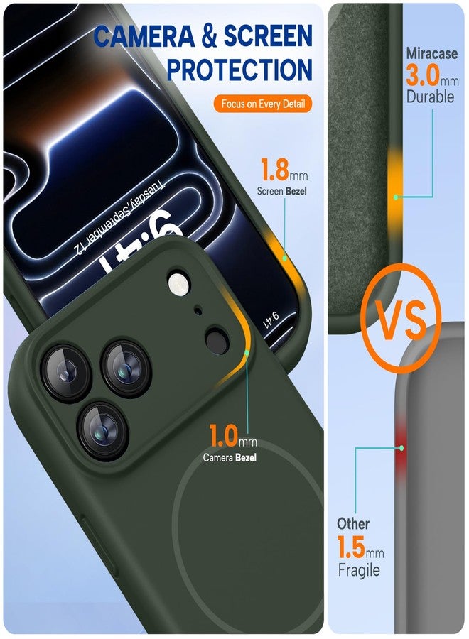 Miracase Magnetic for iPhone 17 Pro Max Case, Compatible with MagSafe, Integrated Silicone Camera Control Cover, 3.0mm Thicken Shockproof Drop Protection Phone Case for 17 ProMax, Dark Green - Image 4