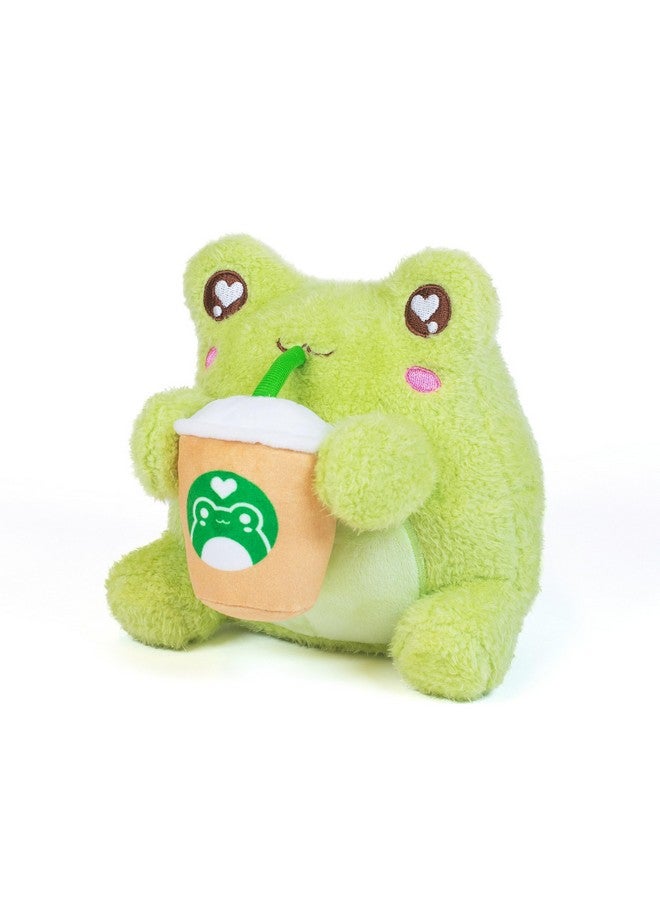 Cuddle Barn PlushGoals - Coffee Sippin' Wawa The Froggie Soft Lime Green Scented Stuffed Animal Kawaii Frog Plush Toy, 6 inches - Image 2