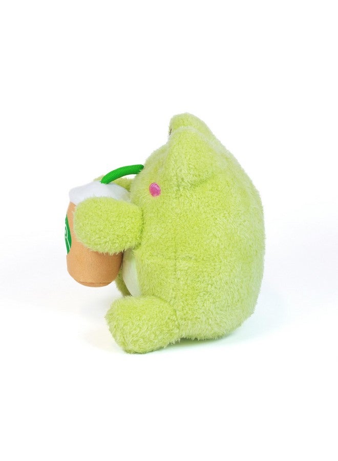 Cuddle Barn PlushGoals - Coffee Sippin' Wawa The Froggie Soft Lime Green Scented Stuffed Animal Kawaii Frog Plush Toy, 6 inches - Image 3