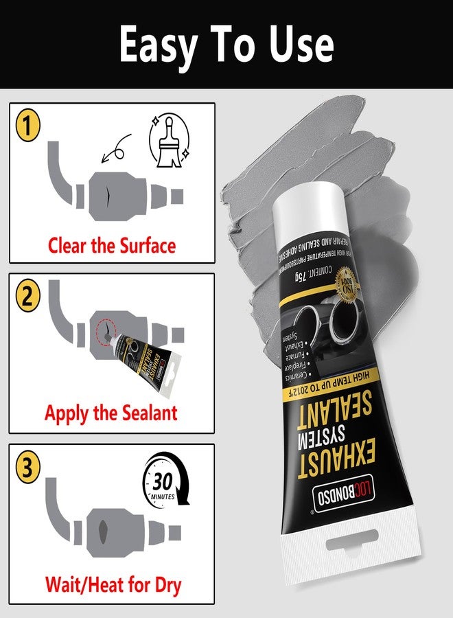 LOCBONDSO High Temp Muffler and Tailpipe Sealer - Exhaust System Sealant - 2.6 oz. Muffler Repair Kit for Auto Exhaust, Mufflers, Tailpipes - Image 5