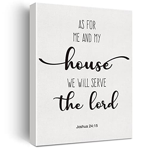 Nvhai Bible Verse Art Wall Decor Joshua 24:15 We Will Serve the Lord Scripture Canvas Painting Prints for Home Dining Room Living Room Decor Framed Artwork Christian Gifts(12x15 Inch) - Image 1