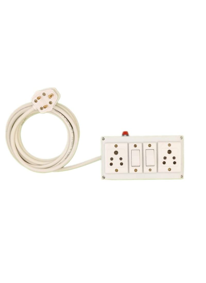 BRUK BRUK Extension Board with Long 1sqmm 3 Cor Wire 6A 2 Switch and 2 Socket Combined Bord With Fuse 6A Small Plug 15 Meter Wire  - Image 1