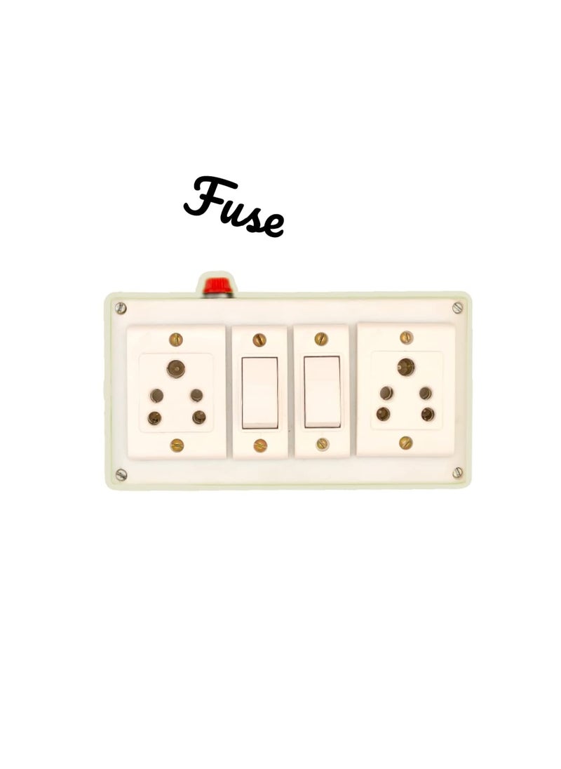 BRUK BRUK Extension Board with Long 1sqmm 3 Cor Wire 6A 2 Switch and 2 Socket Combined Bord With Fuse 6A Small Plug 15 Meter Wire  - Image 3