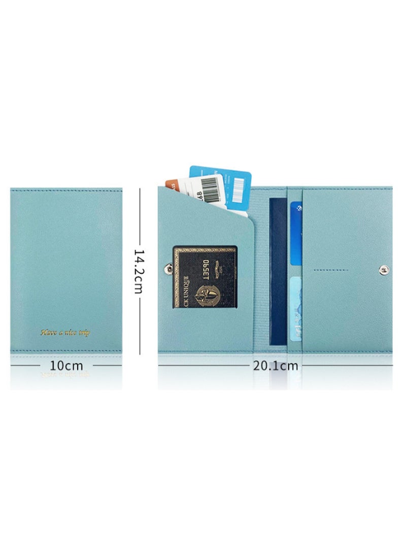 White Passport Holder Leather Case, Passport Holder With Buckle Gold Stamping With Rfid Blocking, Leather Travel Document Holder For Men And Women Travel Accessories - Image 2