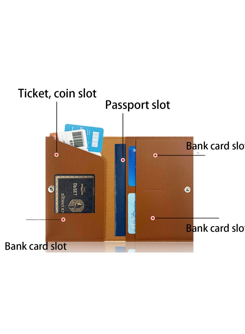 White Passport Holder Leather Case, Passport Holder With Buckle Gold Stamping With Rfid Blocking, Leather Travel Document Holder For Men And Women Travel Accessories - Image 3