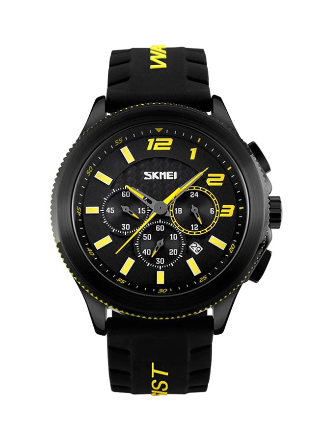 ساعة يد كرونوغراف بسوار من السيليكون طراز 9136 - 48 مم - أسود للرجال