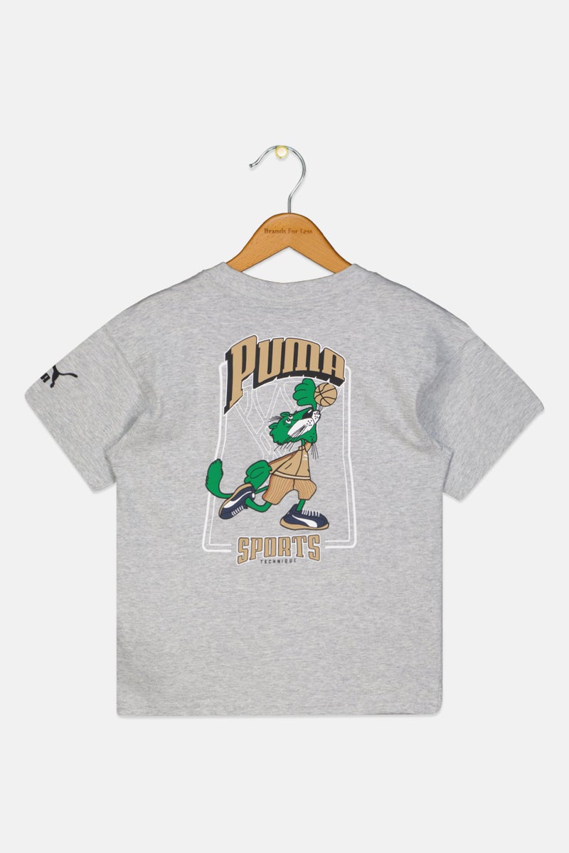 PUMA Kids Boy Relaxed Fit Short Sleeves Outdoor T-Shirt, Grey - Image 2