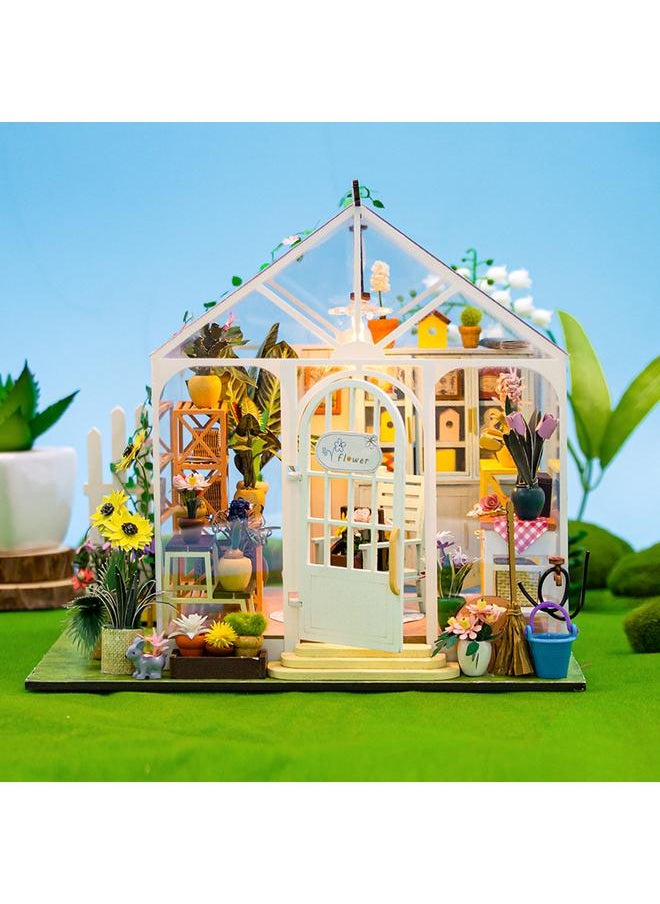 Bluejw - Hongda Diy Cabin Sunshine Flower Language 3D Stereo Assembled Book Stand Building Model Adult Decompression Toy Gift - Image 1