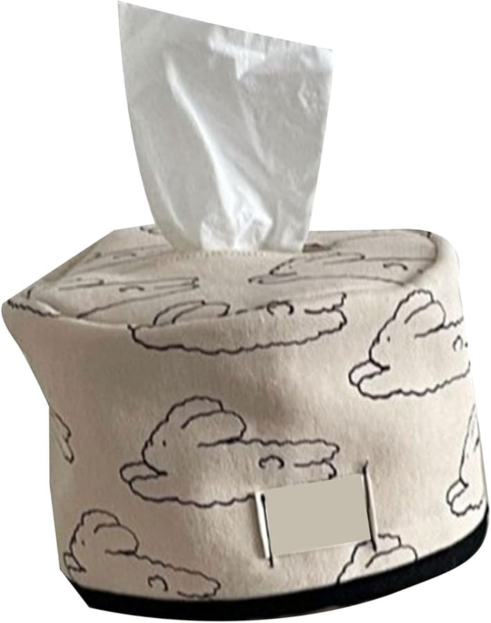 غطاء صندوق مناديل القطن المستدير الأزرق، زينة طاولة المطبخ، منظف سطح الطاولة لتوفير المساحة - Image 1