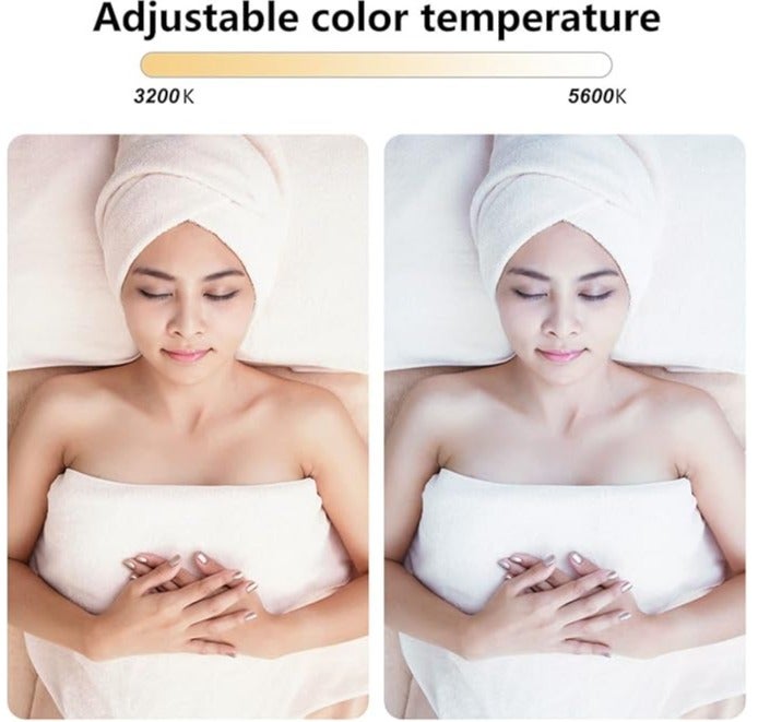 Half-moon LED floor lamp for eyelashes with mobile phone holder, adjustable brightness and height HD-M8X Pink - Image 4