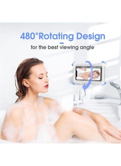 LC-dolida Shower Phone Holder Waterproof 480 Rotation Viewable Shower Phone Stand Case Mount for Bathroom Batheub Kitchen Wall Mirro with iPhone 14 13 12 11 Pro Max XS XR up to 6.8" Cell Phone  - Image 2
