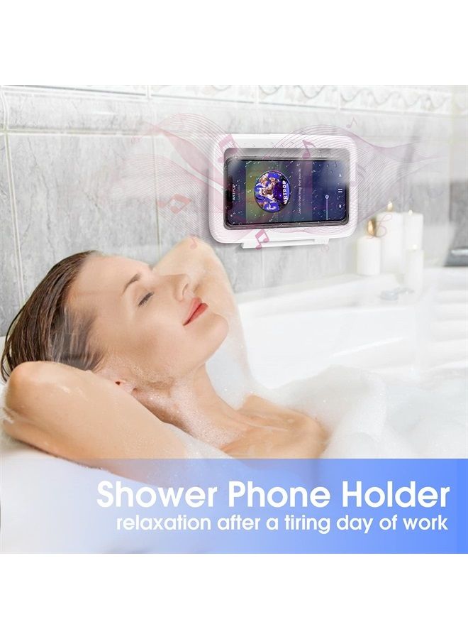 LC-dolida Shower Phone Holder Waterproof 480 Rotation Viewable Shower Phone Stand Case Mount for Bathroom Batheub Kitchen Wall Mirro with iPhone 14 13 12 11 Pro Max XS XR up to 6.8" Cell Phone - Image 4