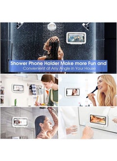 LC-dolida Shower Phone Holder Waterproof 480 Rotation Viewable Shower Phone Stand Case Mount for Bathroom Batheub Kitchen Wall Mirro with iPhone 14 13 12 11 Pro Max XS XR up to 6.8" Cell Phone  - Image 5