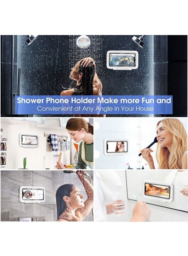 LC-dolida Shower Phone Holder Waterproof 480 Rotation Viewable Shower Phone Stand Case Mount for Bathroom Batheub Kitchen Wall Mirro with iPhone 14 13 12 11 Pro Max XS XR up to 6.8" Cell Phone - Image 5