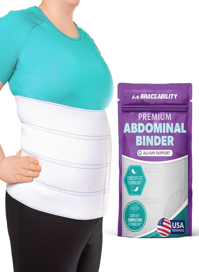 BraceAbility Plus Size Abdominal Binder for Post Surgery Recovery - Bariatric Stomach Hernia Belt, Post Partum Waist Binder, Diastasis Recti Obese Belly Support Band for Big Men and Women (3XL 12") - Image 1