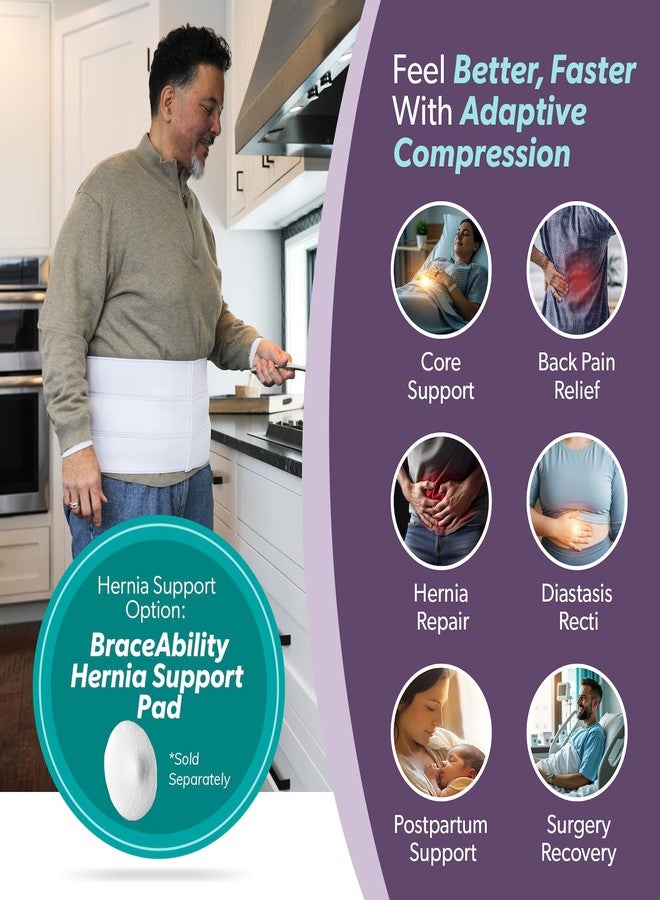 BraceAbility Plus Size Abdominal Binder for Post Surgery Recovery - Bariatric Stomach Hernia Belt, Post Partum Waist Binder, Diastasis Recti Obese Belly Support Band for Big Men and Women (3XL 12") - Image 5