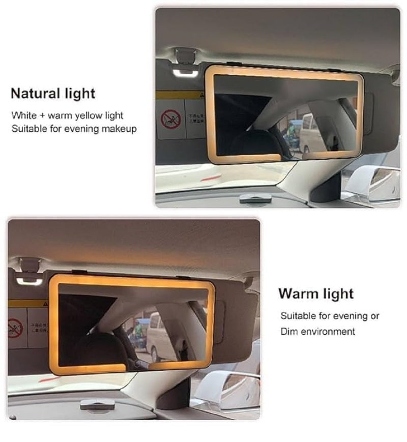 CARTZILLA Car Sun Visor Mirror with Protective Cover | Rechargeable LED Vanity Mirror, 3 Lighting Modes, Touch Sensor – Compact Cosmetic Mirror for Car - Image 3