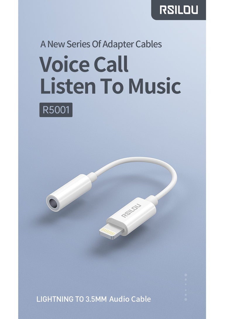 ارسيلو R5001-001 محول كابل من لايتنج إلى كابل صوت مقاس 3.5 مم، سهل التوصيل والتشغيل، متوافق على نطاق واسع مع هواتف Lightning وأجهزة iPad، 90 مم، أبيض - Image 4