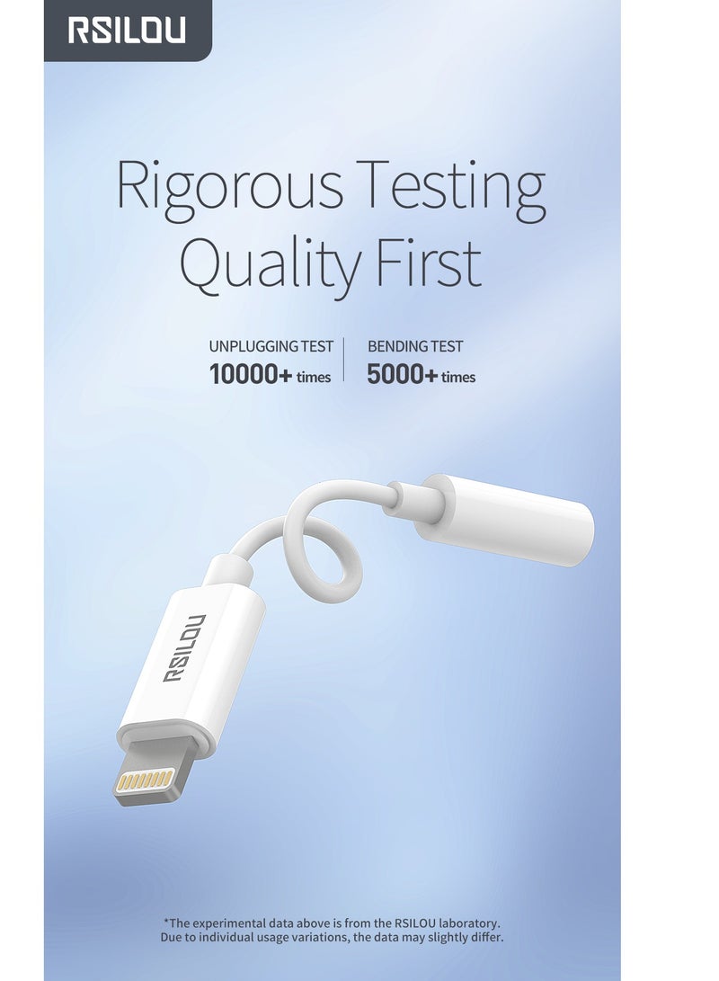 ارسيلو R5001-001 محول كابل من لايتنج إلى كابل صوت مقاس 3.5 مم، سهل التوصيل والتشغيل، متوافق على نطاق واسع مع هواتف Lightning وأجهزة iPad، 90 مم، أبيض - Image 5