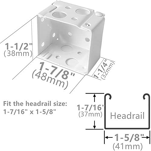 Cutelec Box Mounting Bracket 1set for 1-1/2" Blinds White Color Window Blinds Headrail Bracket - Image 2