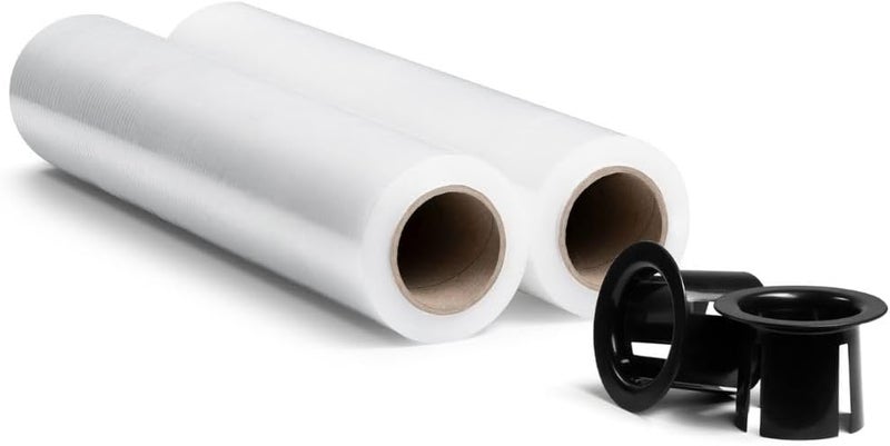 Rago ® Stretch Film Transparent Pack of 2 I Stretch Film Roll with Hand Dispenser 0.85 kg (7.5 x 7.5 x 40 cm) I Furniture Film I Packaging Material I Moving Film I Film for Furniture I Packing Films - Image 1