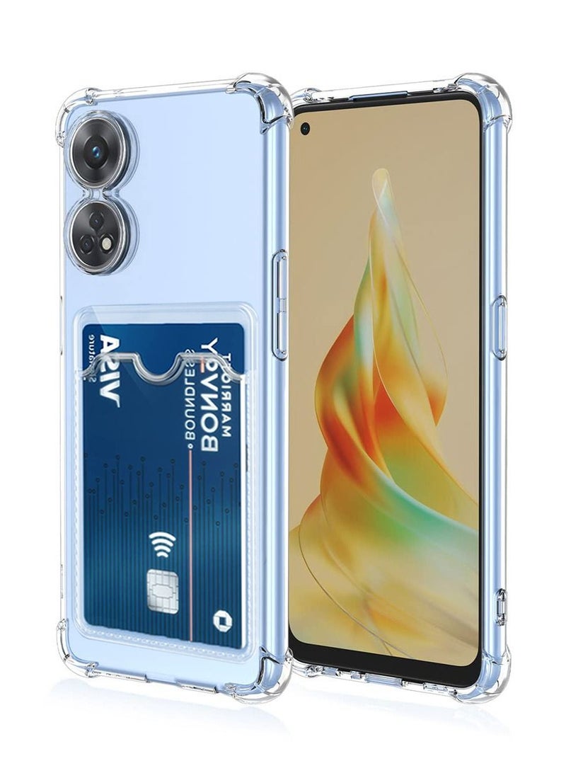 Clear Wallet Phone Case for Oppo Reno 8T 4G Upgrade Card Slot Case Slim Fit Protective Soft TPU Shockproof Cover with Cute Card Holder - Transparent 