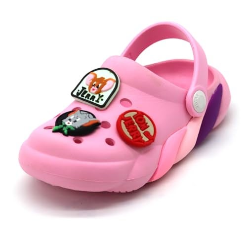 SVAAR x Tom & Jerry Slingback Clog Shoes for Boys & Girls || Indoor & Outdoor Sandals Clogs for Kids with 6 Tom & Jerry Charms Baby Pink - Image 4