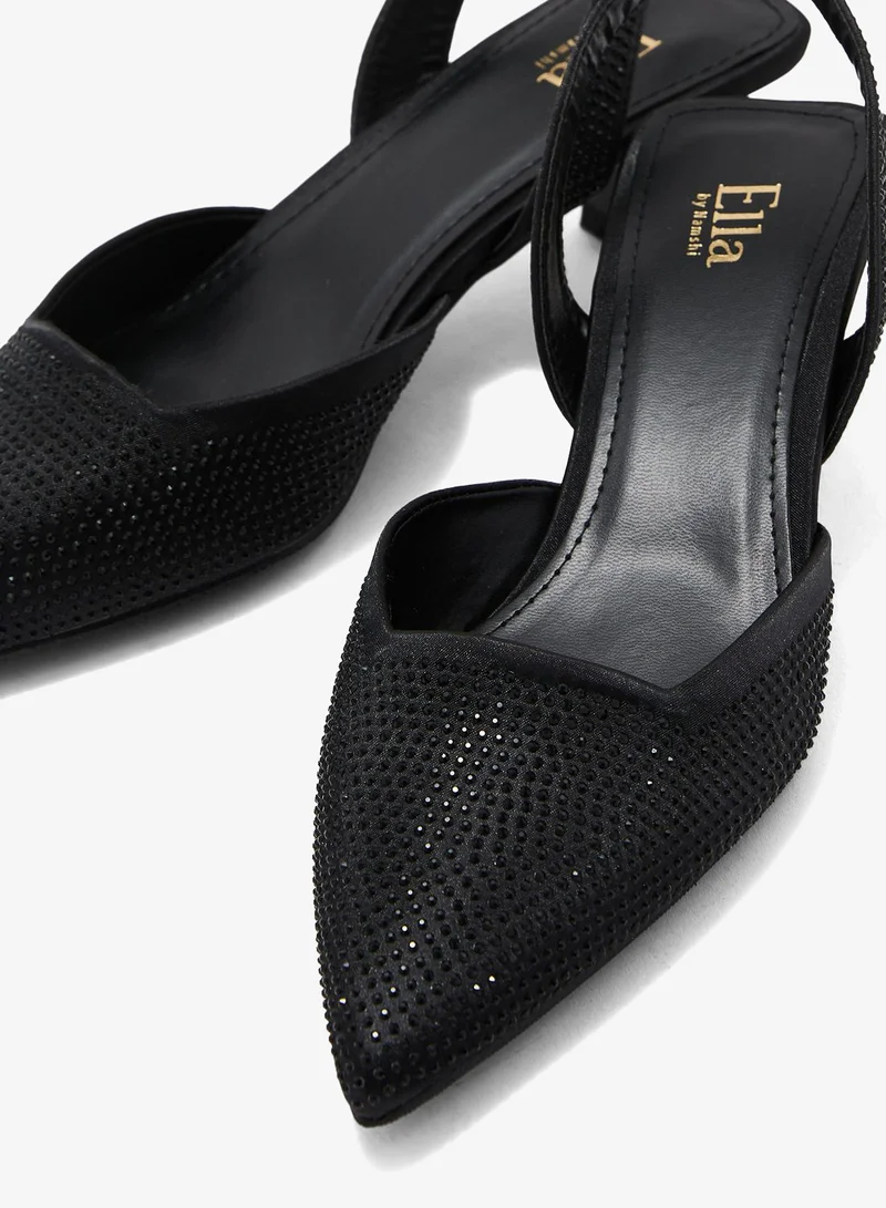 Ella Limited Edition Black Diamante Pointed Slingback Pump for Women | Best Price UAE