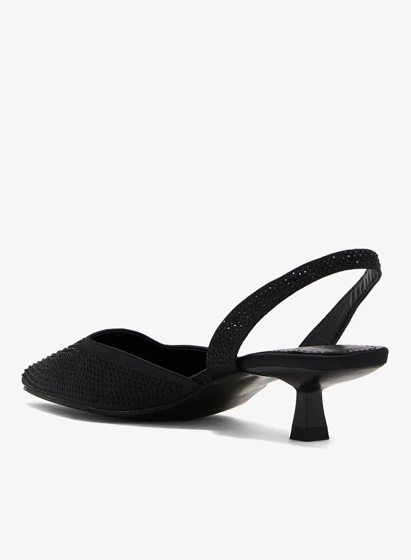 Ella Limited Edition Black Diamante Pointed Slingback Pump for Women | Best Price UAE