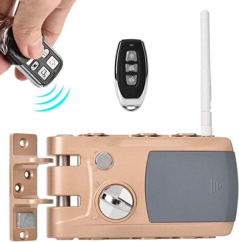 klarako Remote control door lock kit, Electronic anti-theft lock Home security Intelligent lock Anti-theft keyless lock with four remote controllers - Image 2