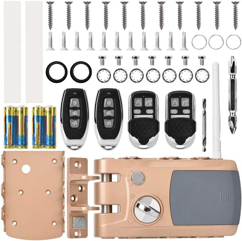 klarako Remote control door lock kit, Electronic anti-theft lock Home security Intelligent lock Anti-theft keyless lock with four remote controllers - Image 4