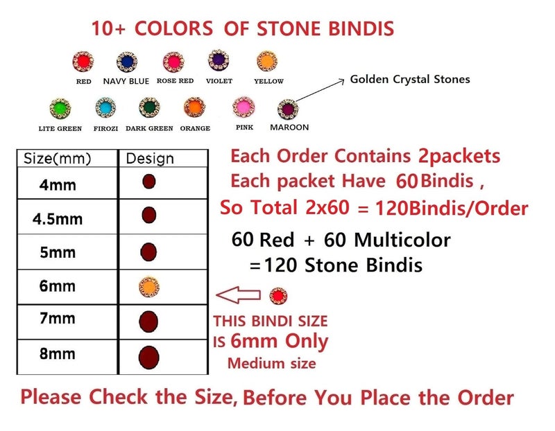 VAMA Designer Maroon Bindi Stone Stickers for Girls Bindhee Kumkum Sindoor Pottu bindhi Multicolor Wedding Stone Bindi for Women Size 6mm Pack of 120 Stone Bindis - Image 2