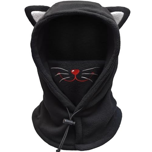 BLUEMARS Kids Winter Hat Balaclava, Fleece Cold-Weather Hood for Boys & Girls School and Outdoor Snow Play,Cat,S - Image 1