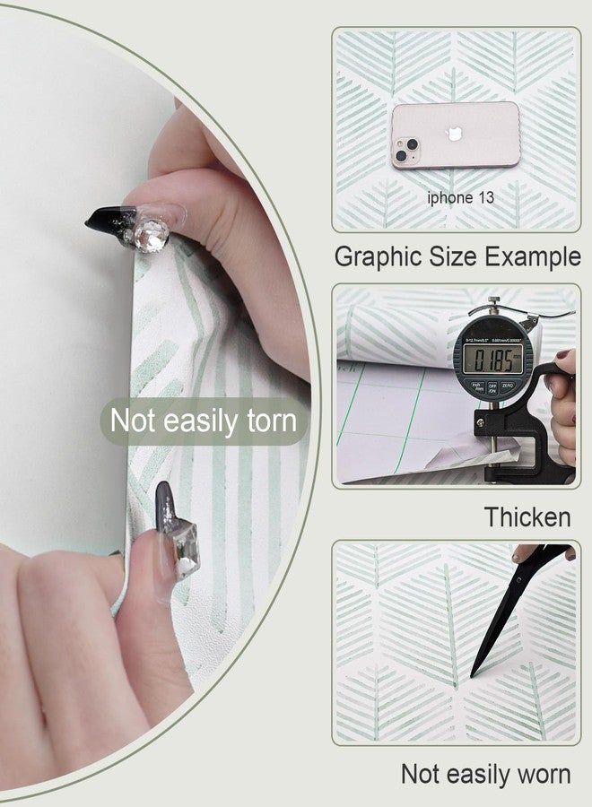 MelunMer Modern Peel and Stick Wallpaper Boho Contact Paper for Cabinets and Drawers Self Adhesive Wallpaper Removable Wallpaper for Bedroom Geometric Wallpaper for Bathroom Green/White 17.3''×78.8'' - Image 4