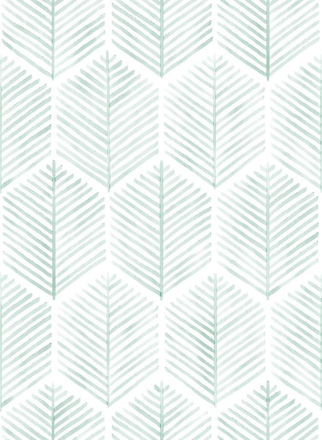 MelunMer Modern Peel and Stick Wallpaper Boho Contact Paper for Cabinets and Drawers Self Adhesive Wallpaper Removable Wallpaper for Bedroom Geometric Wallpaper for Bathroom Green/White 17.3''×78.8'' - Image 1