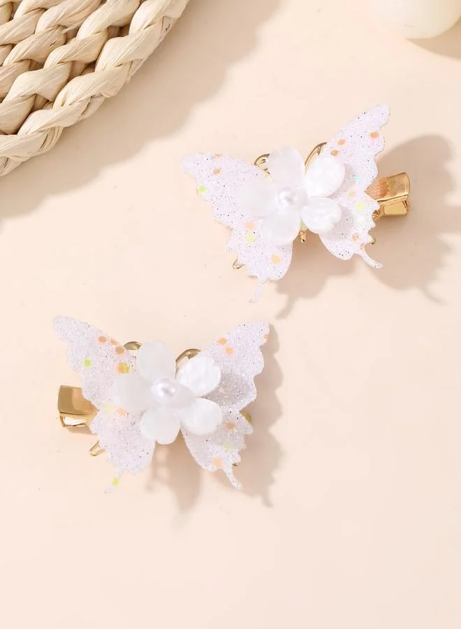Take Two Pack of 2 - White Butterfly Hair Clips