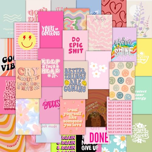 CodersParadise Danish Pastel Wall Collage Kit | 54 Aesthetic 4x6 Posters | Soft Pastel Room Decor for Bedroom, Dorm & Living Room | Cute Pastel Wall Art Prints for Aesthetic Room Decoration - Image 1