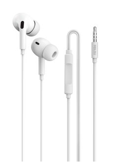 AD206T Wired earphones with 3.5mm plug, Full-feature inline controls: one-button answer, HD microphone (for calls and karaoke), lossless sound transmission, refined speaker sound quality, white
