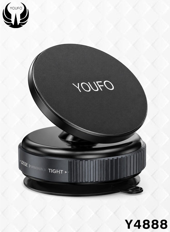 YOUFO Y4888 Vacuum Adsorption Magnetic Phone Holder for Car Dashboard Windshield Desk Mobile Stand 360 Degree Rotation Strong Suction Cup Magnetic Mount Universal Smartphone Holder for Navigation Video Calls Office Home Travel Use ERPCY4888 - Image 1