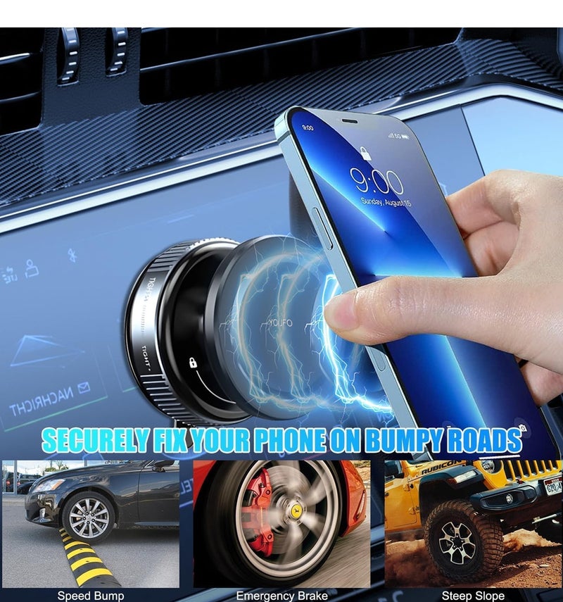YOUFO Y4888 Vacuum Adsorption Magnetic Phone Holder for Car Dashboard Windshield Desk Mobile Stand 360 Degree Rotation Strong Suction Cup Magnetic Mount Universal Smartphone Holder for Navigation Video Calls Office Home Travel Use ERPCY4888 - Image 5