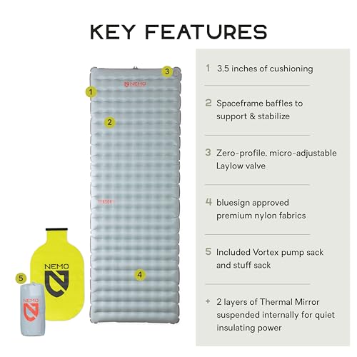 NEMO Equipment Tensor All-Season Ultralight Insulated Sleeping Pad - Regular Wide (72"x25") - Blade / Spicy Orange - Image 2
