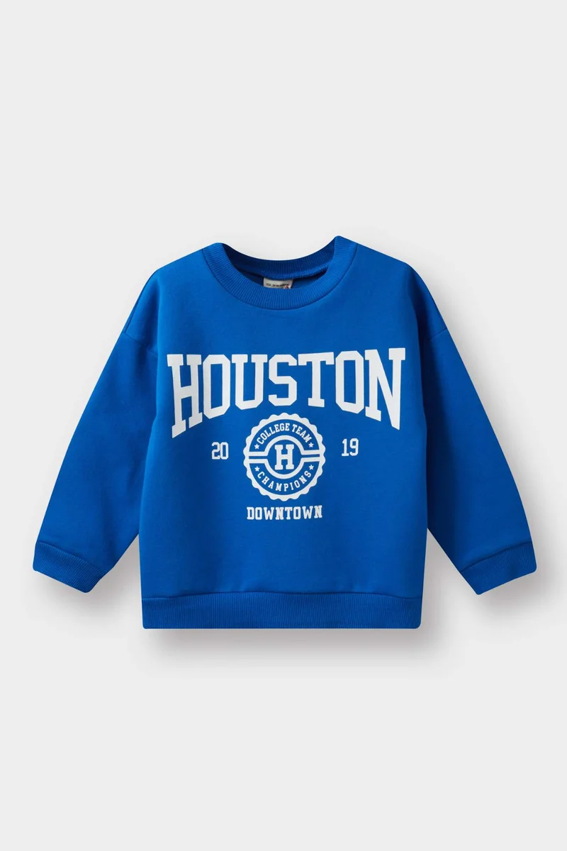 ديفاكتو Boy Crew Neck Printed Soft Lining Sweatshirt