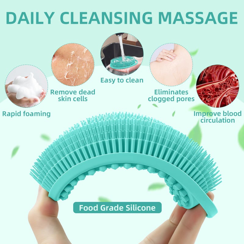 CrazyTerra Silicone Body Scrubber 4 Pack, Double-Sided Silicone Loofah Shower Body Scrubber for Men & Women, Soft Exfoliating Silicone Bath Scrubber with Hanging Handle, Quick Foaming Body Wash Scrubber 4 colors - Image 2