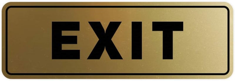 All Quality Standard Exit Wall or Door Sign | Durable Plastic and Easy Installation | Double-Sided Foam Adhesive Tape - Brushed Gold - Large (1 Pack) - Image 1