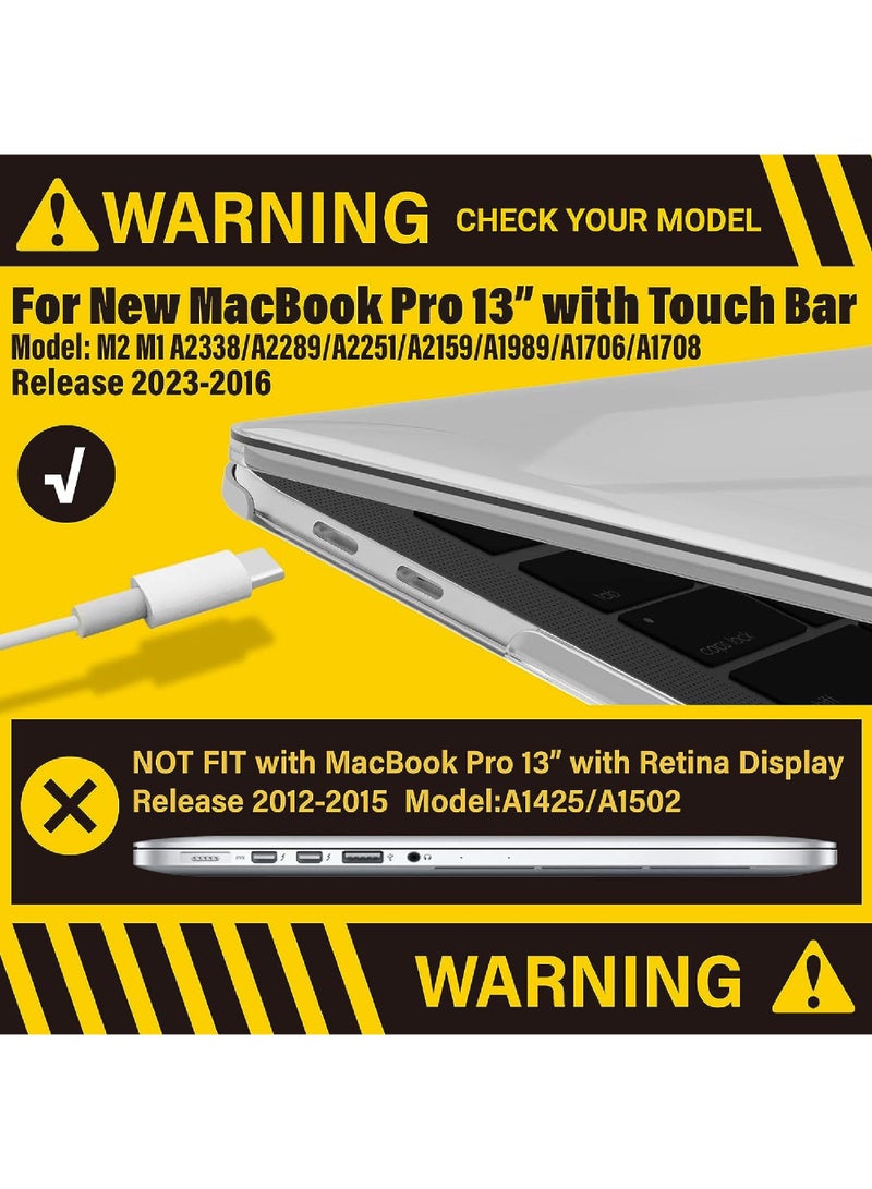 روك بو متوافق مع 2023 2022 M2 ماك بوك برو 13 بوصة الهاتف المحمول حالة 2021-2016 M1 a2338 a2289 a2251 a2159 a1989 a1706 a1708 تنطبق على ماك برو 13 كريستال واضحة t13cycl + 1 - Image 3