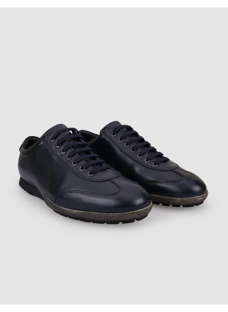 كاباني Leather Navy Blue Lace-Up Men's Casual Shoes