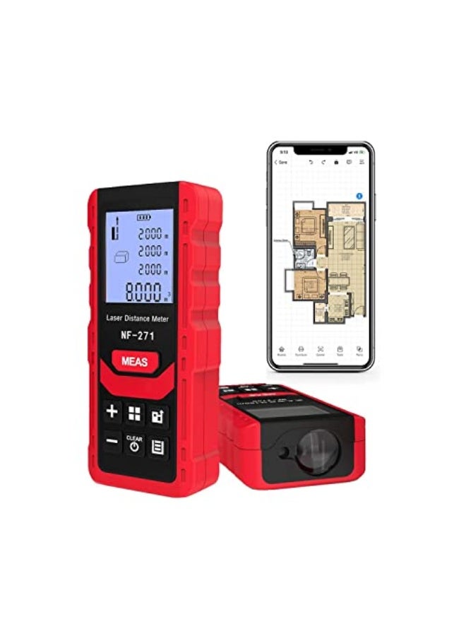 مقياس المسافة بالليزر DMG TECH، مقياس رقمي محمول باليد 50م/165 قدم، تحويل وحدات م/إنش/قدم، شاشة LCD مضيئة، قياس المسافة، قانون فيثاغورس، المساحة والحجم  - Image 1